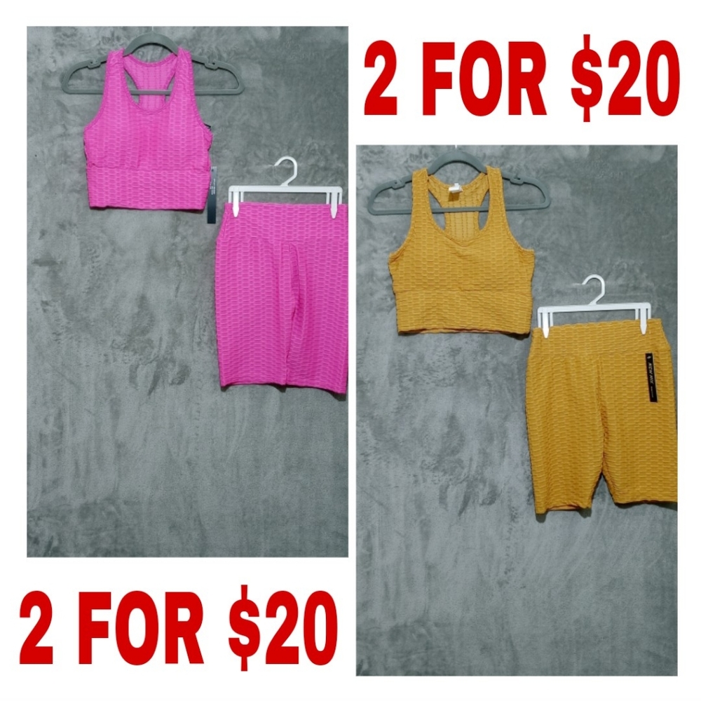 Women's Pink and Gold Athletic Shorts Sets